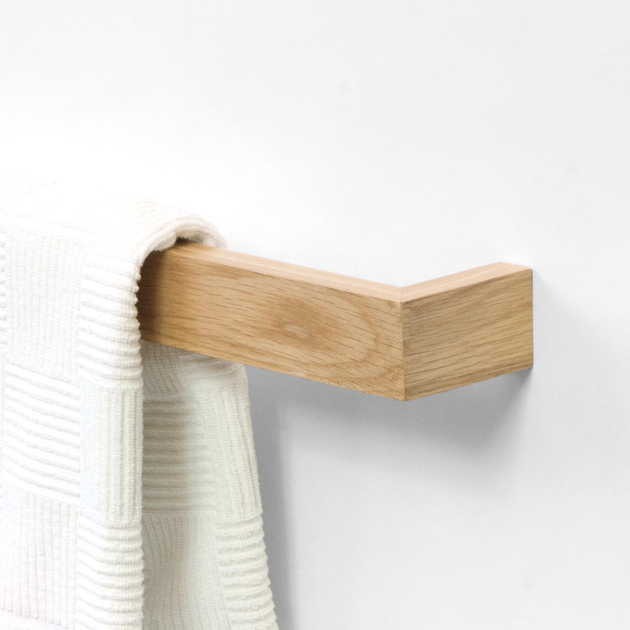 Single Towel Rail - Natural Oak Finish