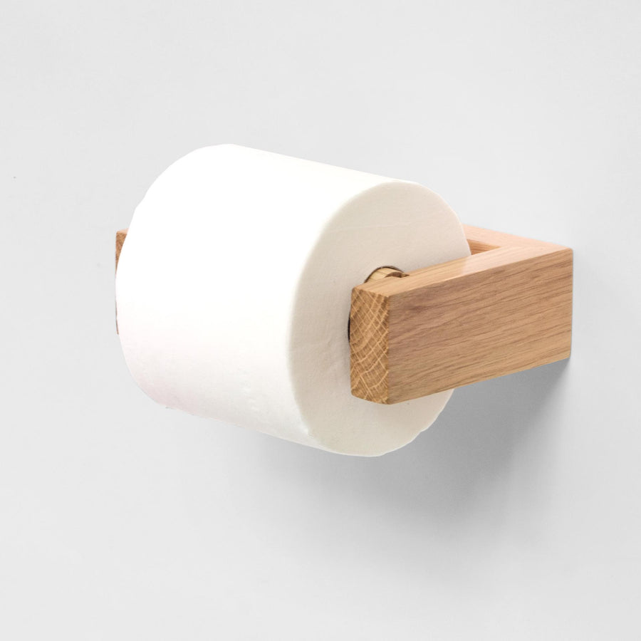 Wall Mounted Toilet Roll Holder - Natural Oak