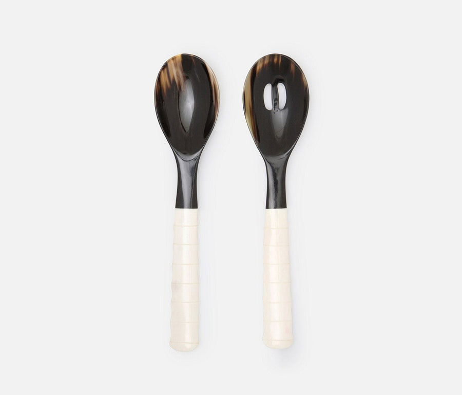 Halette Mixed Black Natural 2-Piece Serving Spoon Set