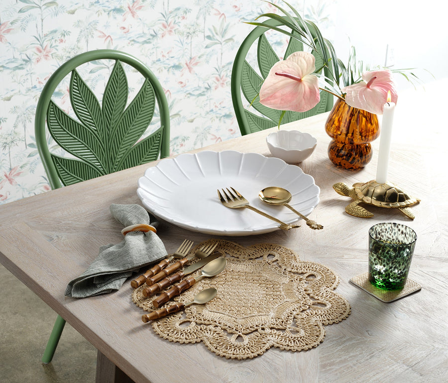 Iris White Round Serving Platter, Set of 2