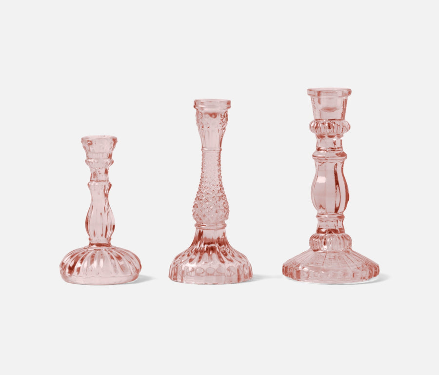 Amal Pink Candle Holder, Set of 3