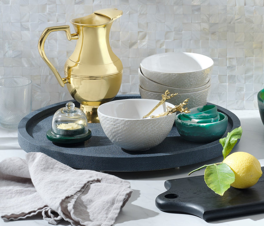 Marcus Dark Green Salt Glaze Butter Dish