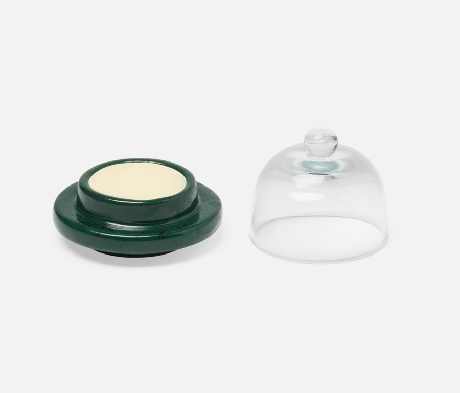 Marcus Dark Green Salt Glaze Butter Dish
