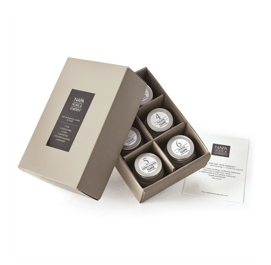 Gray Oak Travel Candles, Assorted Set of 6 - Liliann Rey For The Home